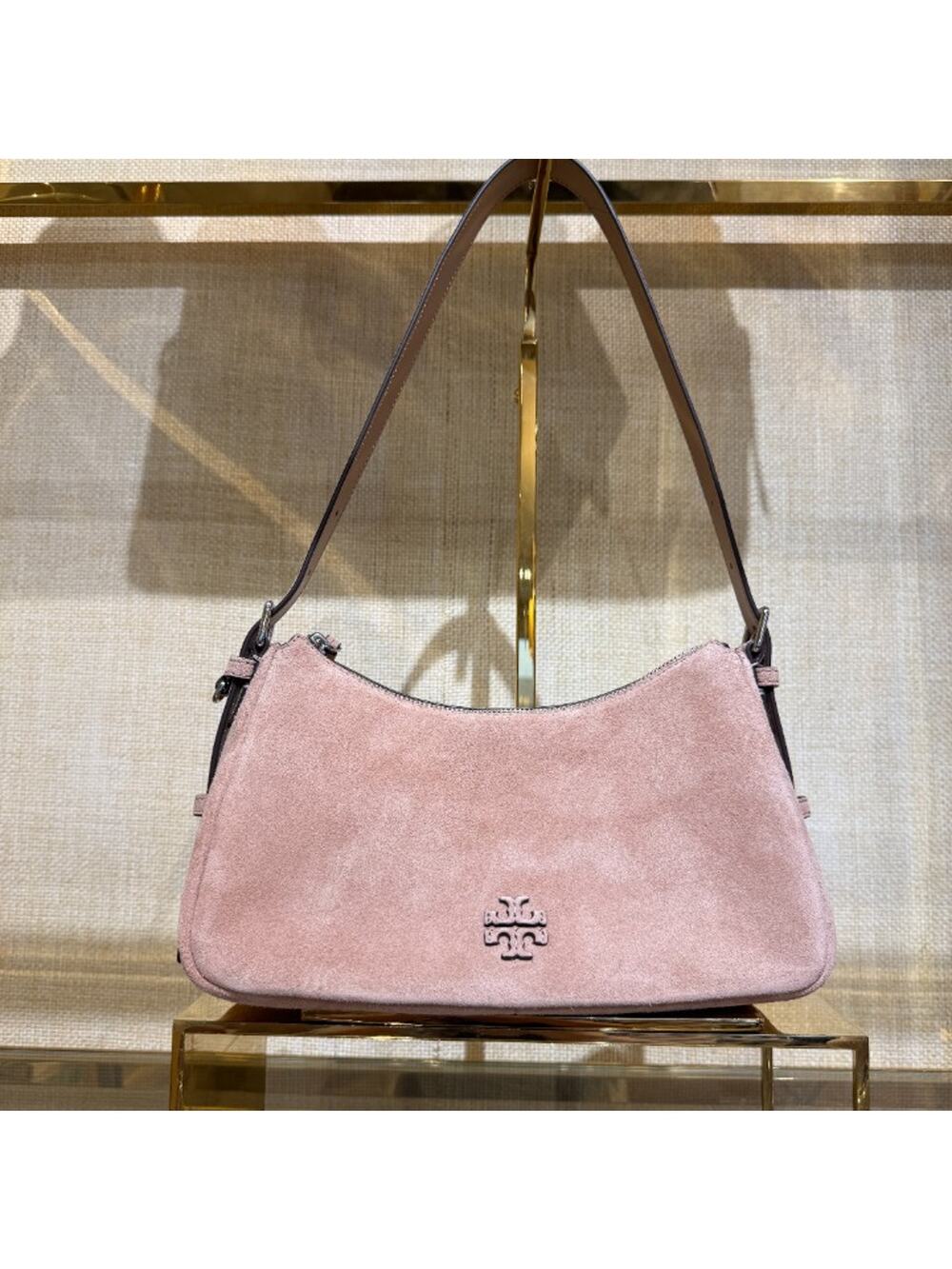 Tory Burch Thea Suede Small Zip Top Shoulder 180454 MALVA $500